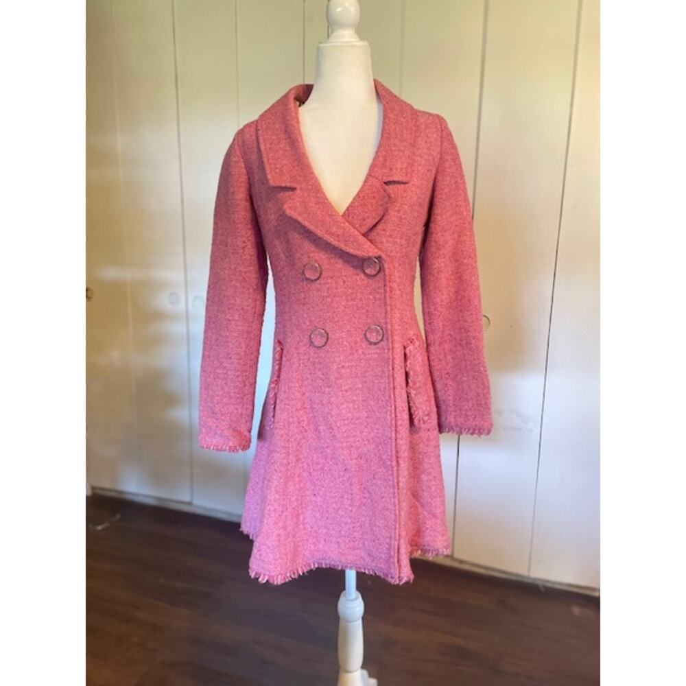 CAbi Pink Tweed Double-Breasted Coat